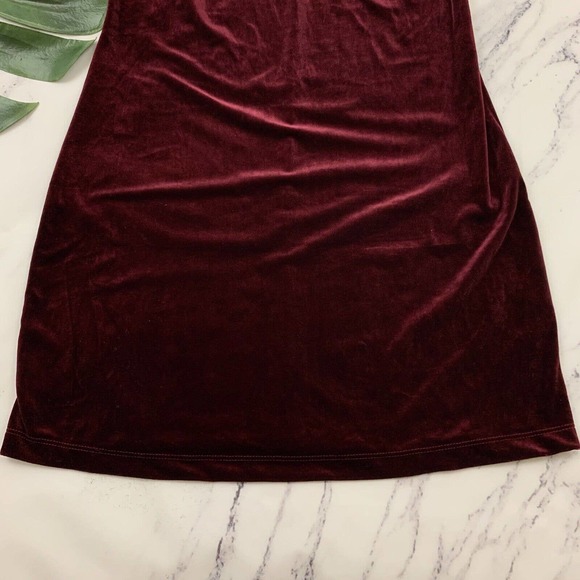 BCBG Vintage Velvet Mini Dress Size M Burgundy Red Slip Shift Stretch 90s y2k - Picture 4 of 11